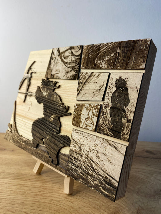 Gravure sur bois Vagabond – Le mouvement de l’eau | Artisanal Bois et Traits