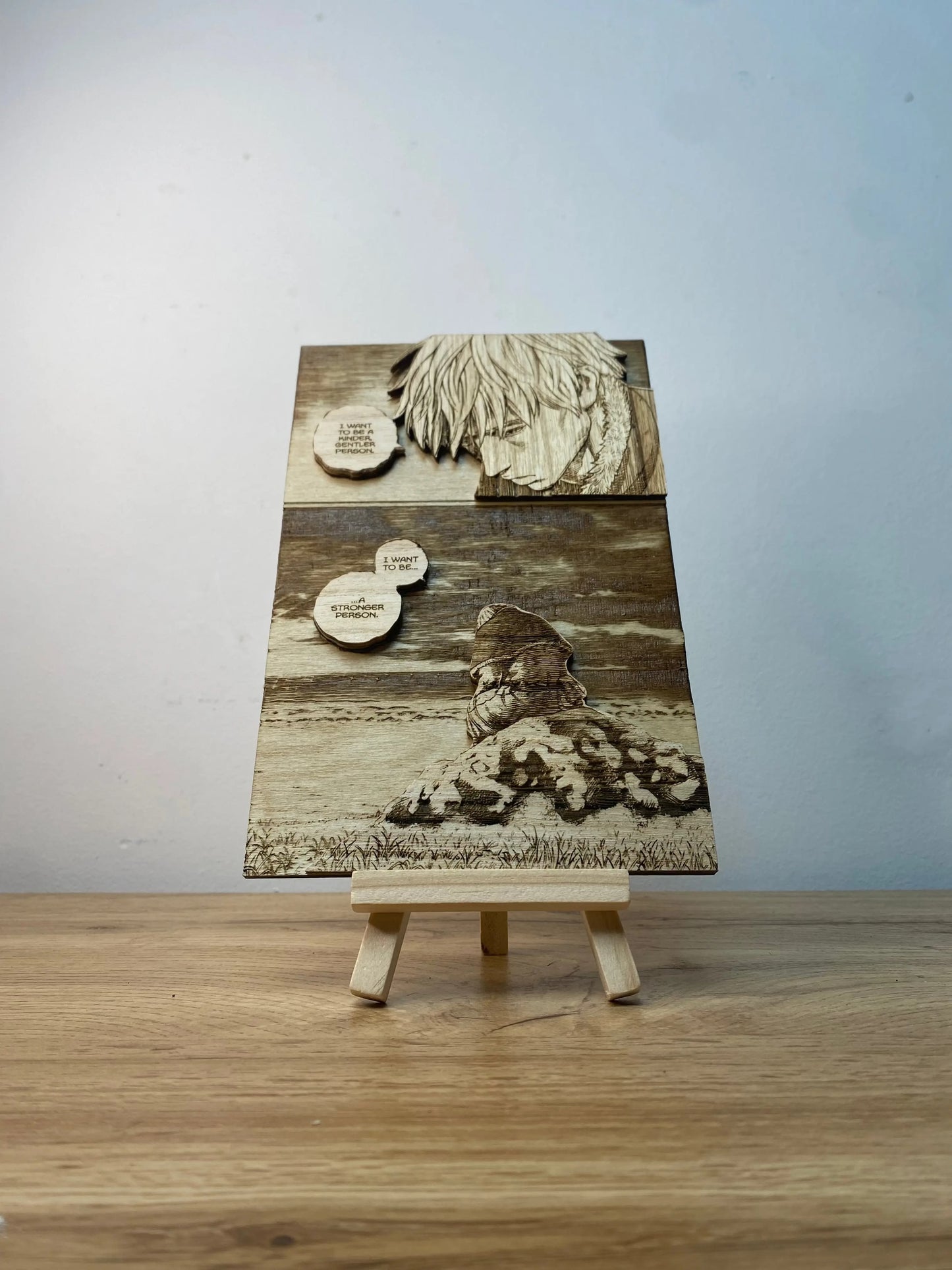 Gravure sur bois Vinland Saga - Thorfinn « I want to be a stronger person » Bois et Traits