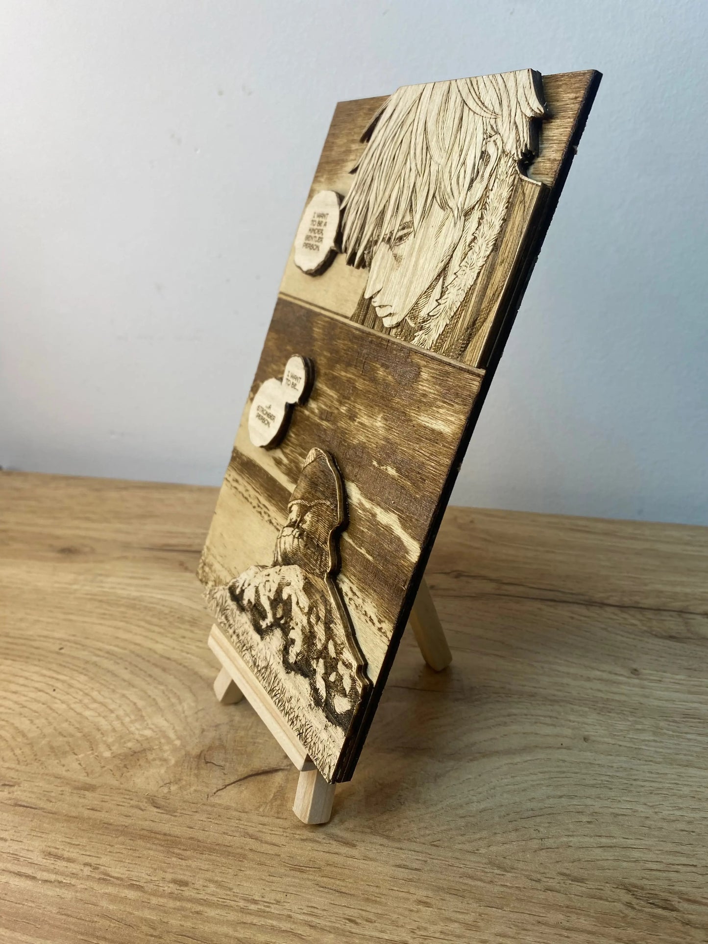 Gravure sur bois Vinland Saga - Thorfinn « I want to be a stronger person » Bois et Traits