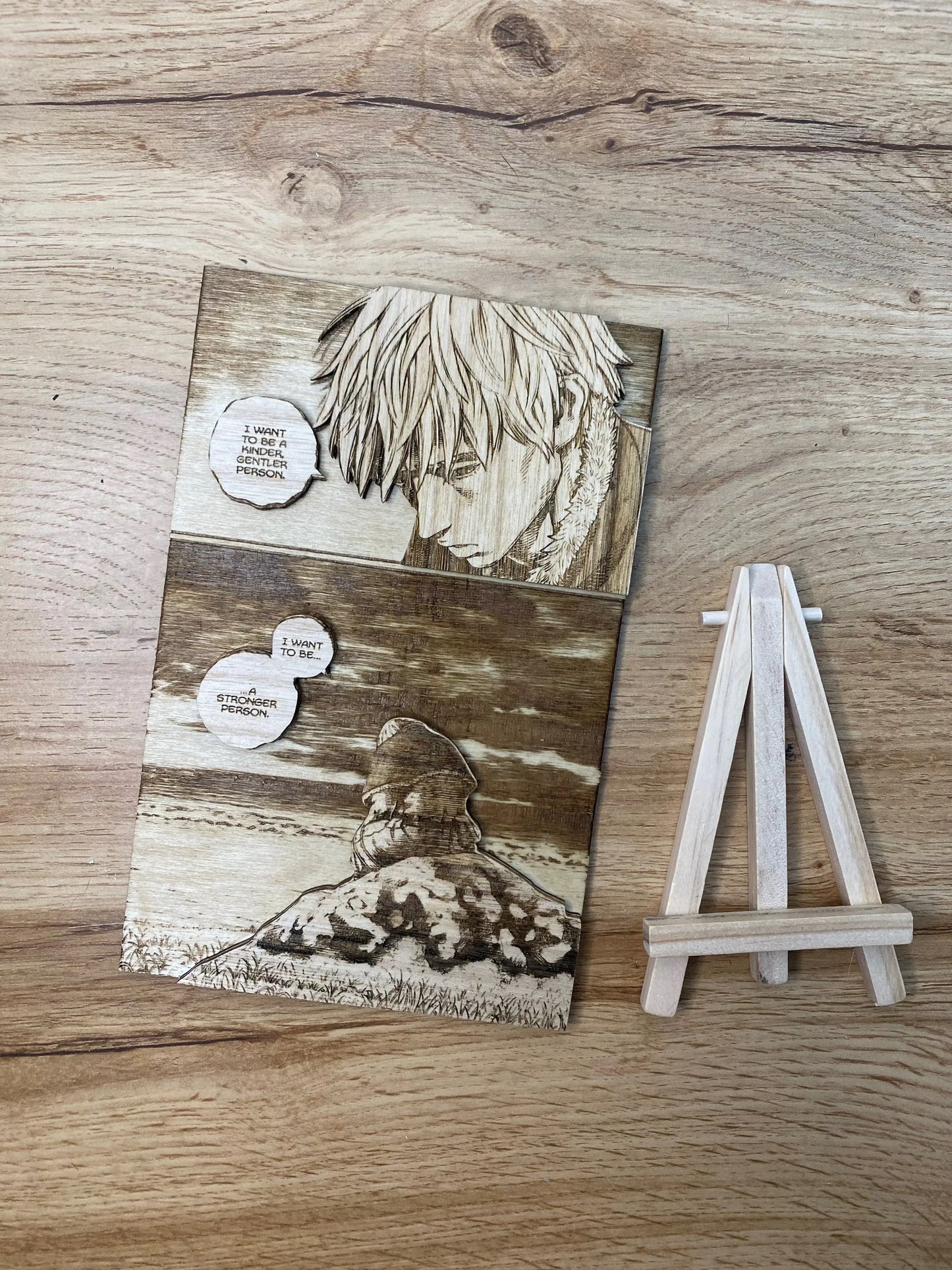 Gravure sur bois Vinland Saga - Thorfinn « I want to be a stronger person » Bois et Traits