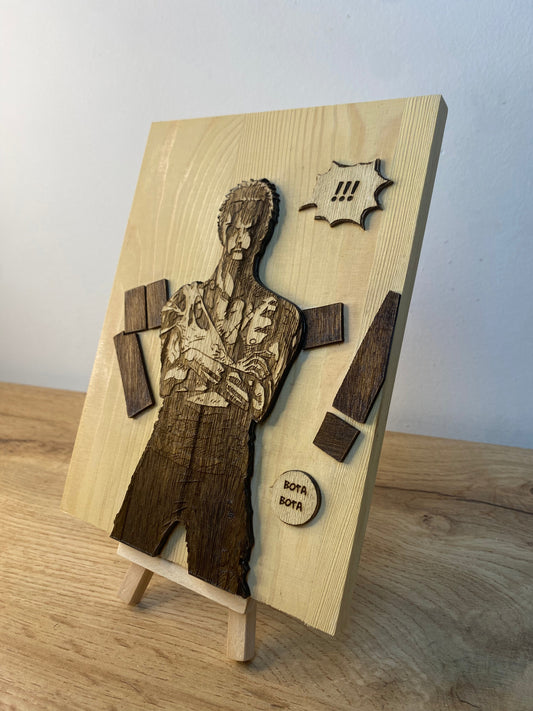 Gravure sur bois One Piece – Zoro « Nothing Happened » | Artisanal – Design Recto/Verso Bois et Traits