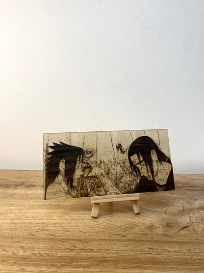 Gravure sur bois en relief : Naruto – Itachi et Sasuke Bois et Traits