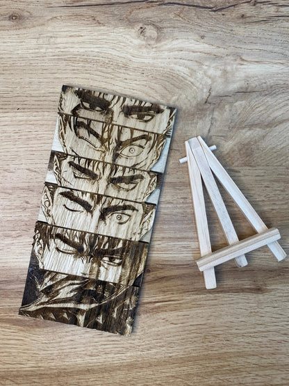 Gravure sur bois berserk – Guts « L’évolution du regard » Bois et Traits